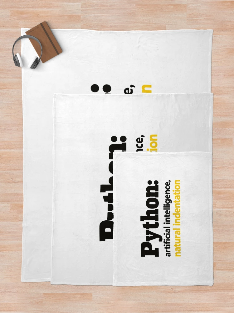 Thumbnail 5 of 6, Throw Blanket, Python Artificial Intelligence Natural Indentation Coding Humor designed and sold by ThreadQuirk.