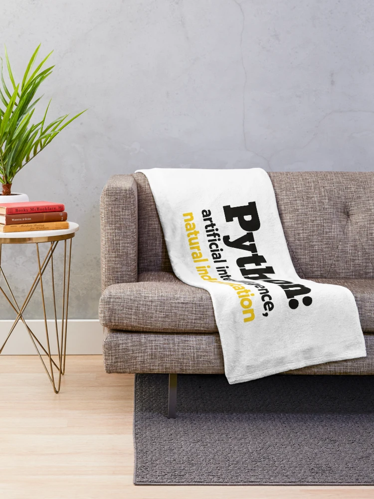 Thumbnail 2 of 6, Throw Blanket, Python Artificial Intelligence Natural Indentation Coding Humor designed and sold by ThreadQuirk.