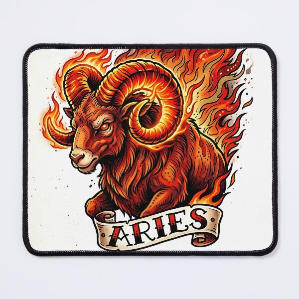 Item preview, Fiery Aries Zodiac Ram Tattoo Style Art designed and sold by Michaelragheb.