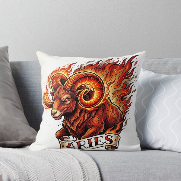 Item preview, Fiery Aries Zodiac Ram Tattoo Style Art designed and sold by Michaelragheb.