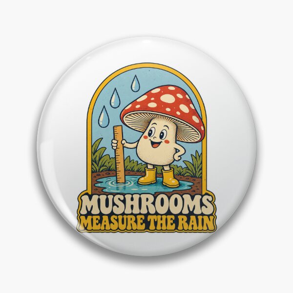 Item preview, Mushroom Measuring A Rain Puddle Retro Nature Cartoon designed and sold by Pixdot.