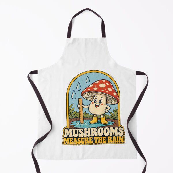 Item preview, Mushroom Measuring A Rain Puddle Retro Nature Cartoon designed and sold by Pixdot.