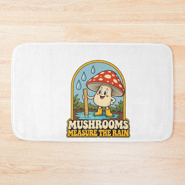 Item preview, Mushroom Measuring A Rain Puddle Retro Nature Cartoon designed and sold by Pixdot.