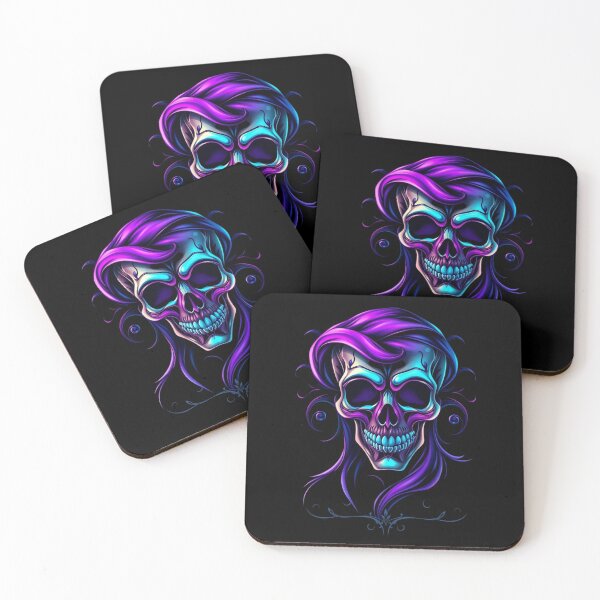 Item preview, Neon Sugar Skull Purple Hair Graphic designed and sold by ERODED SELF.