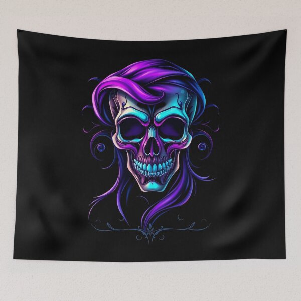 Item preview, Neon Sugar Skull Purple Hair Graphic designed and sold by ERODED SELF.