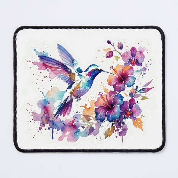 Item preview, Vibrant Watercolor Hummingbird and Botanical Flowers designed and sold by m.mmado.
