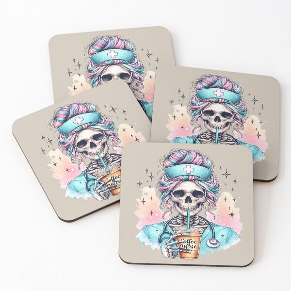 Item preview, Skeleton Nurse Coffee – Pastel Goth Aesthetic designed and sold by Art-Arcade6.