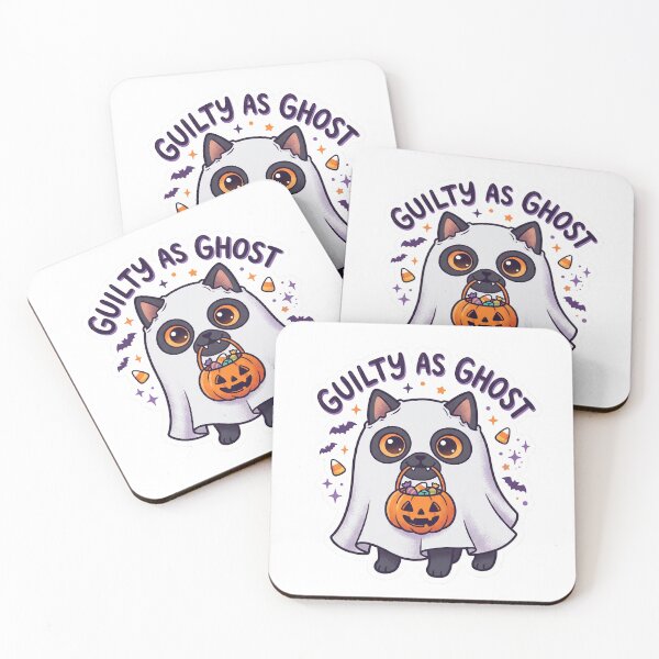 Item preview, Cute Guilty As Ghost Halloween Cat designed and sold by UvooArt.