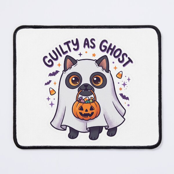 Item preview, Cute Guilty As Ghost Halloween Cat designed and sold by UvooArt.