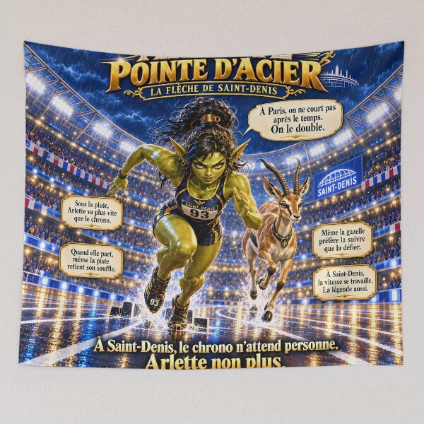 Item preview, Arlette Pointe d'Acier – La Flèche de Saint-Denis | Fantasy Athletics designed and sold by sirmarleyart.
