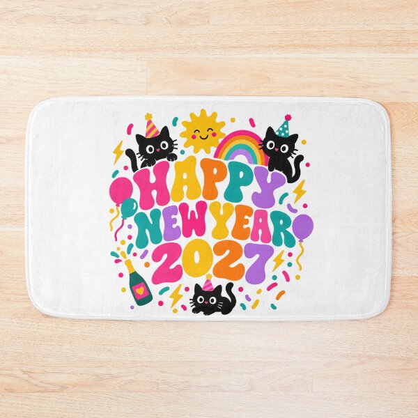 Item preview, Happy New Year 2027 Cute Cats Celebration Design designed and sold by FuzionRaptor.