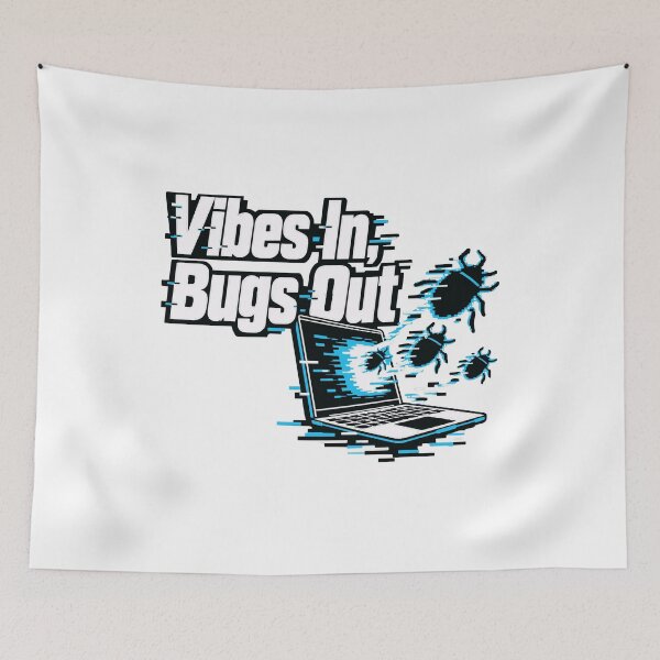 Item preview, Vibes In, Bugs Out Glitch Laptop Design designed and sold by ThreadQuirk.
