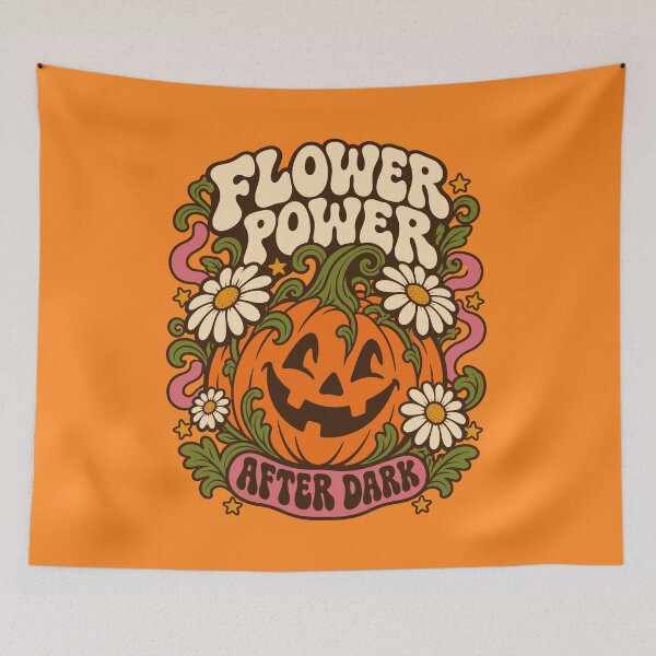 Item preview, Flower Power After Dark - Retro Floral Pumpkin Halloween designed and sold by Far Out Goods.
