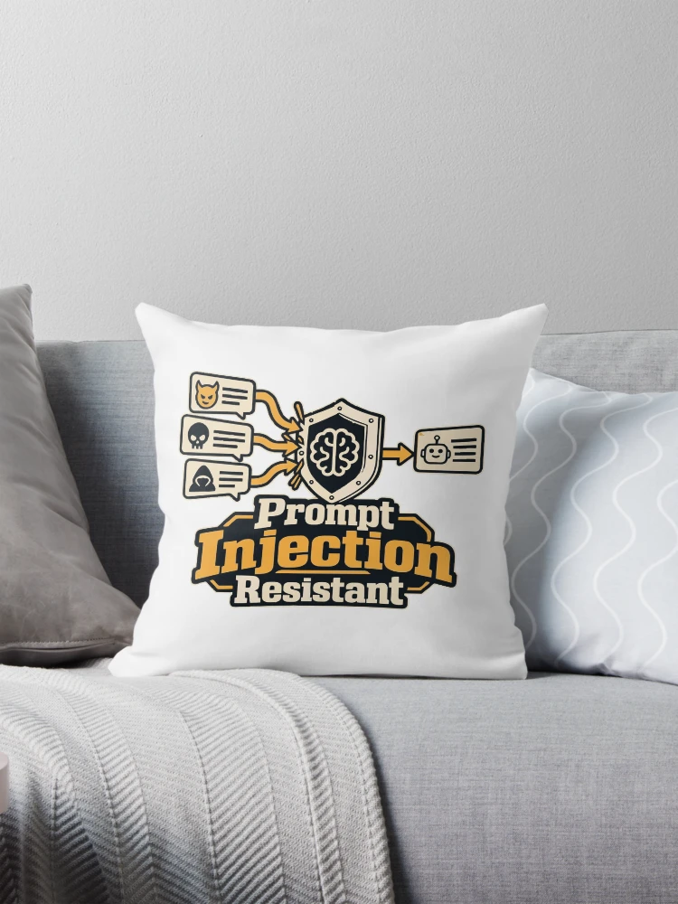 Thumbnail 1 of 4, Pillow, Prompt Injection Resistant Cybersecurity Graphic designed and sold by ThreadQuirk.