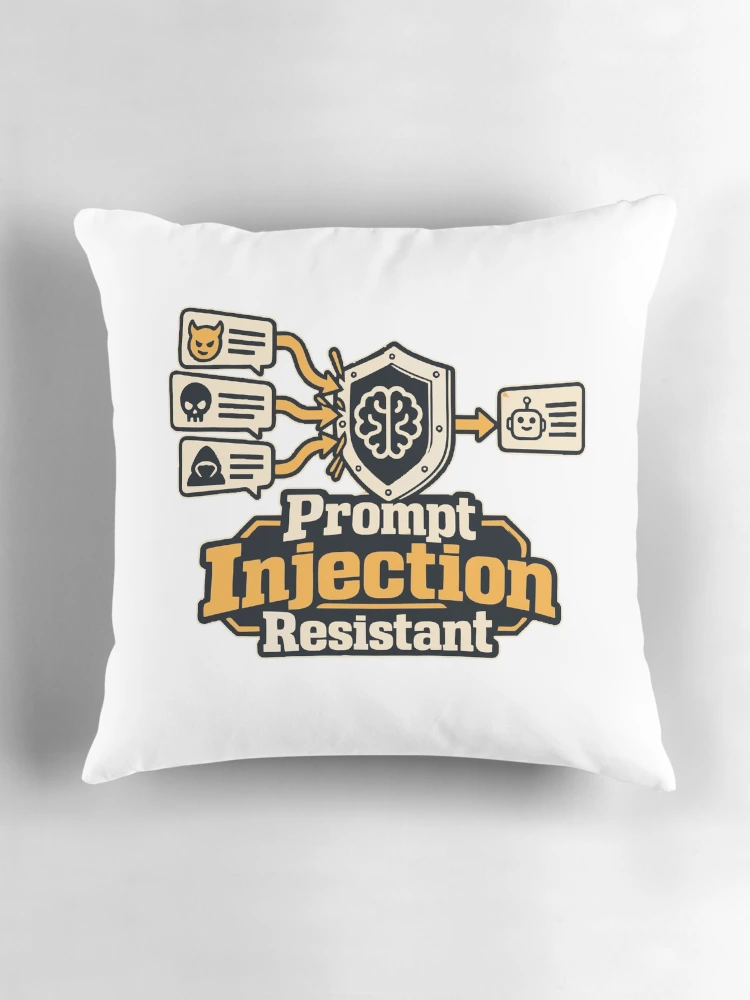 Thumbnail 3 of 4, Pillow, Prompt Injection Resistant Cybersecurity Graphic designed and sold by ThreadQuirk.