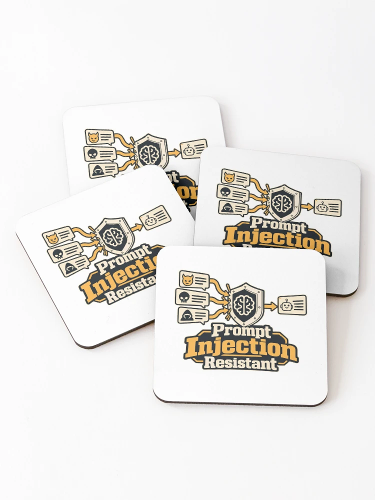 Thumbnail 1 of 5, Coasters (Set of 4), Prompt Injection Resistant Cybersecurity Graphic designed and sold by ThreadQuirk.