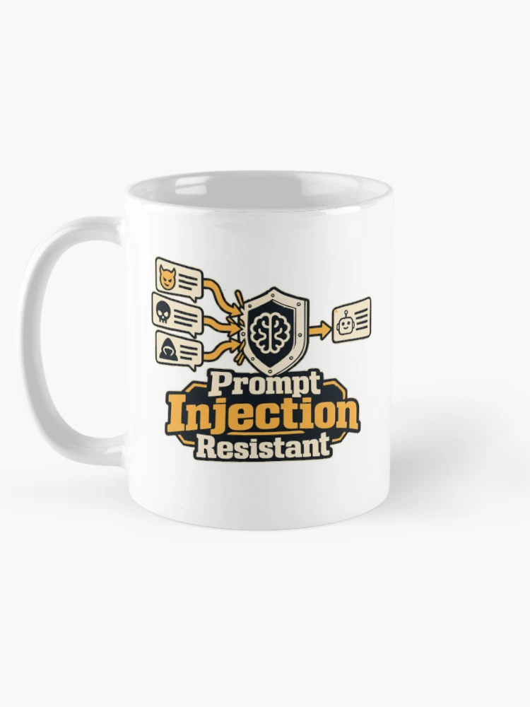 Thumbnail 5 of 6, Coffee Mug, Prompt Injection Resistant Cybersecurity Graphic designed and sold by ThreadQuirk.