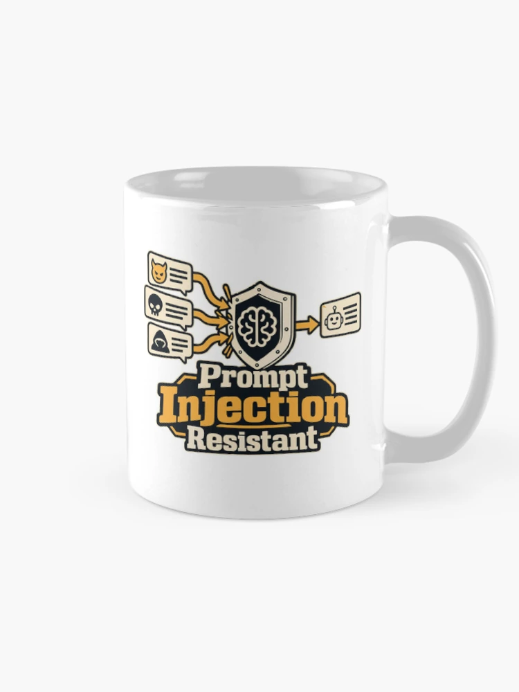 Thumbnail 3 of 6, Coffee Mug, Prompt Injection Resistant Cybersecurity Graphic designed and sold by ThreadQuirk.