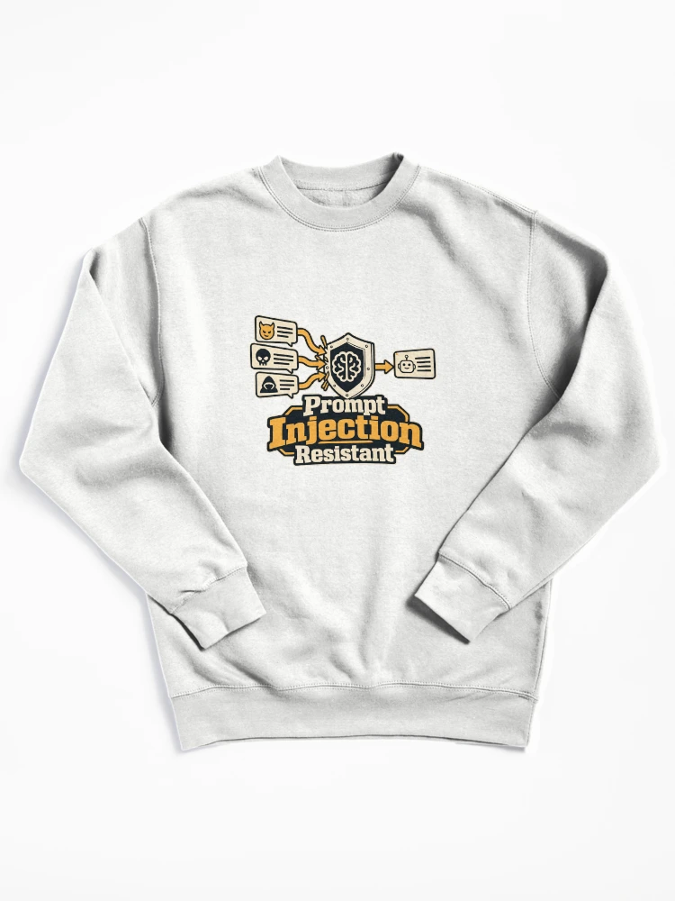 Thumbnail 1 of 6, Pullover Sweatshirt, Prompt Injection Resistant Cybersecurity Graphic designed and sold by ThreadQuirk.