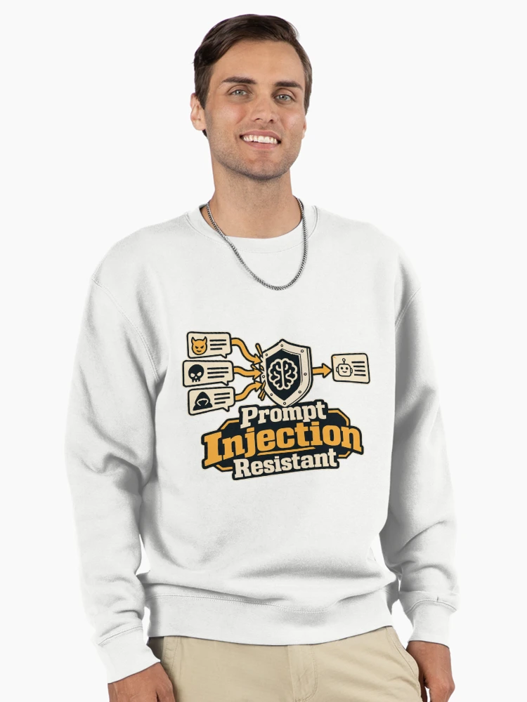 Thumbnail 2 of 6, Pullover Sweatshirt, Prompt Injection Resistant Cybersecurity Graphic designed and sold by ThreadQuirk.