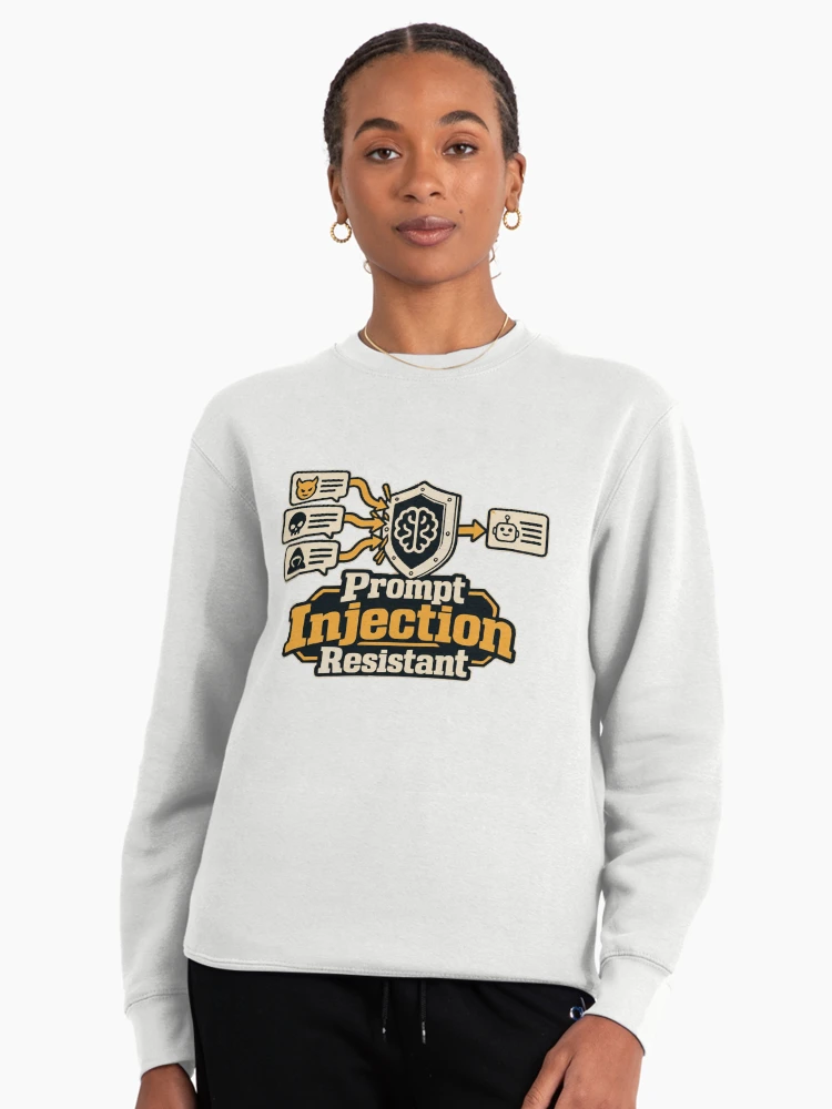 Thumbnail 3 of 6, Pullover Sweatshirt, Prompt Injection Resistant Cybersecurity Graphic designed and sold by ThreadQuirk.