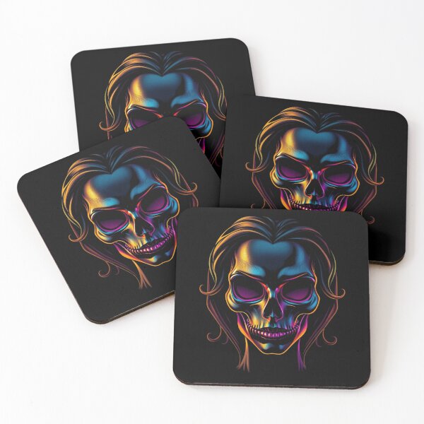 Item preview, Neon Cyberpunk Skull Lady Portrait designed and sold by ERODED SELF.