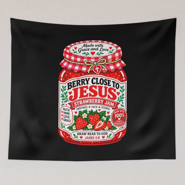 Item preview, Berry Close to Jesus Strawberry Jam – Cute Christian Faith designed and sold by plushism.
