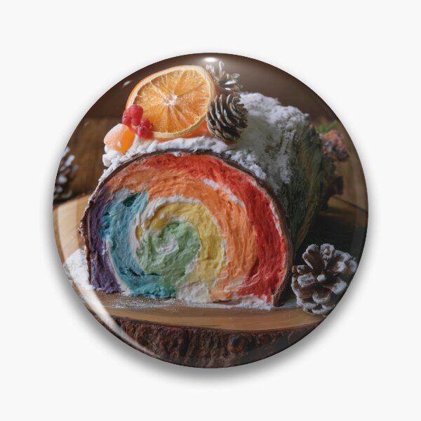 Item preview, Rainbow Christmas Yule Log Cake – Colorful Festive Dessert designed and sold by WordPlayStudio.