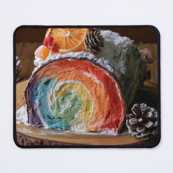 Item preview, Rainbow Christmas Yule Log Cake – Colorful Festive Dessert designed and sold by WordPlayStudio.