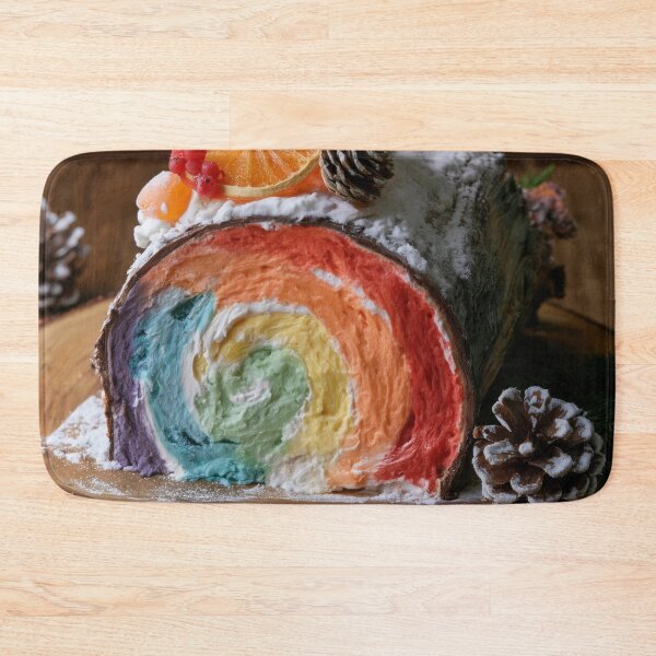Item preview, Rainbow Christmas Yule Log Cake – Colorful Festive Dessert designed and sold by WordPlayStudio.
