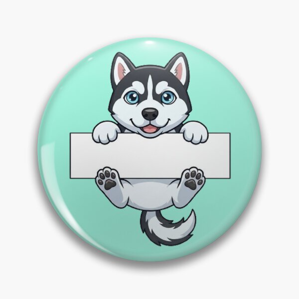 Item preview, Cute Cartoon Siberian Husky Puppy Holding Blank Banner Happy Dog Lover Art designed and sold by PetalsPaws.