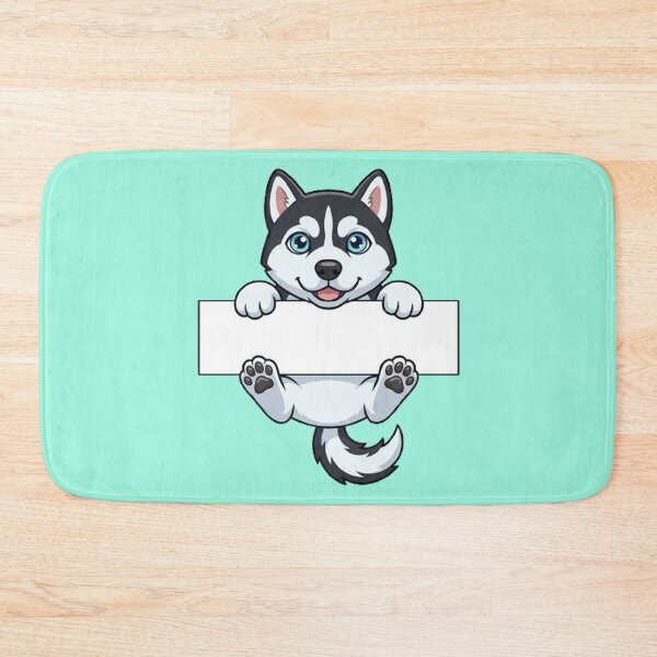 Item preview, Cute Cartoon Siberian Husky Puppy Holding Blank Banner Happy Dog Lover Art designed and sold by PetalsPaws.