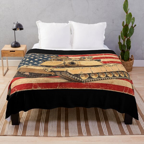Item preview, M1A2 Abrams Tank Vintage Patriotic American Flag designed and sold by MilitaryMart.