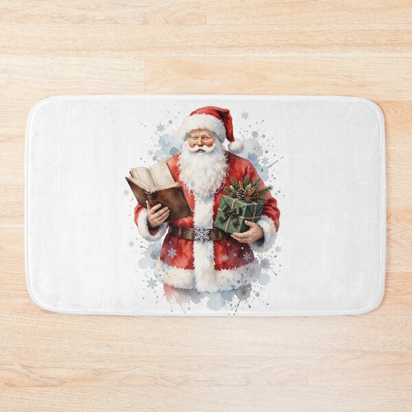 Item preview, Santa Claus Watercolor with Book and Christmas Gift - Cozy Winter Santa with Pine and Holly designed and sold by Deepsleepstudio.