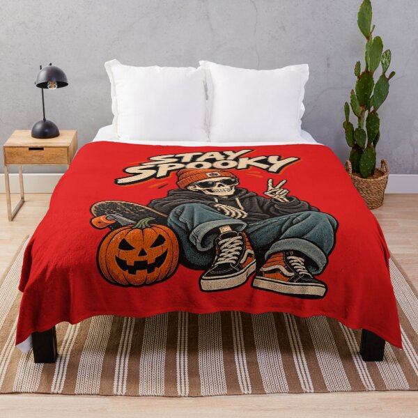 Item preview, Stay Spooky Skeleton Skater designed and sold by CozyCritterWork.