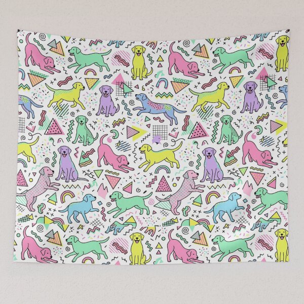 Item preview, 90s Dog Pattern: Retro Memphis Style and Pastel designed and sold by Goodthingstree.