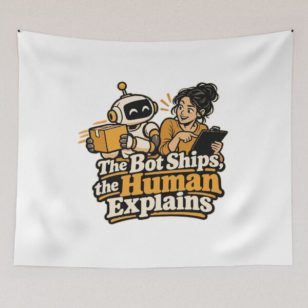 Item preview, The Bot Ships, the Human Explains Comic Tee designed and sold by ThreadQuirk.