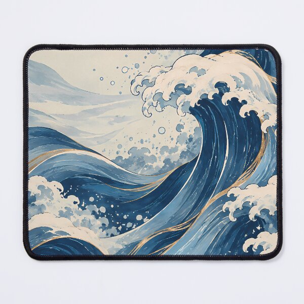 Item preview, Japanese Woodblock Ocean Waves Indigo Art designed and sold by Ammar Studio.