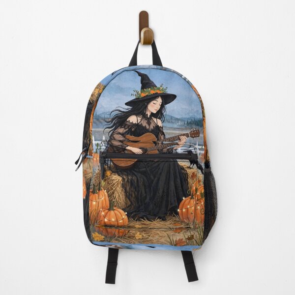 Item preview, The Witch and Her Raven Playing Guitar on a Spooky Autumn Day. designed and sold by DibujandoPorfa.