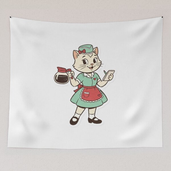 Item preview, Retro Diner Cat Waitress designed and sold by OddLittleGoods.