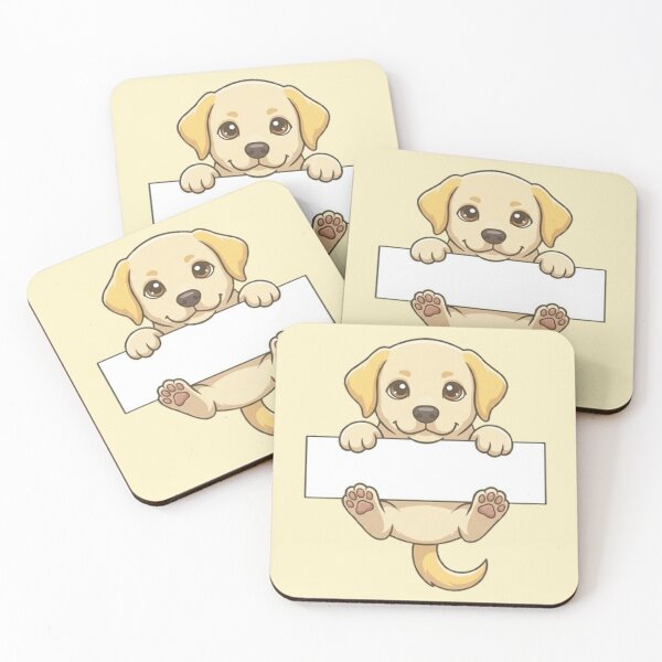 Item preview, Cute Cartoon Labrador Retriever Puppy Holding Blank Banner Happy Dog Lover Art designed and sold by PetalsPaws.