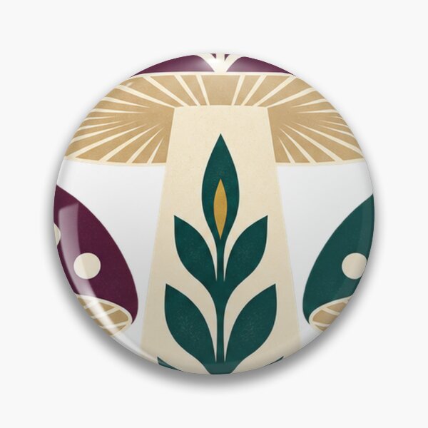 Item preview, Folk Art Mushroom Trio in Plum and Green designed and sold by H. Doucette Studio.