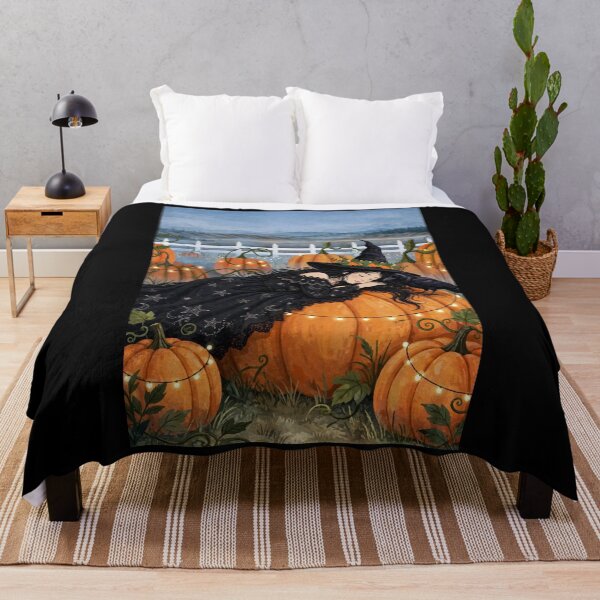 Item preview, The Witch and Her Raven Taking a Nap on a Giant Pumpkin. designed and sold by DibujandoPorfa.