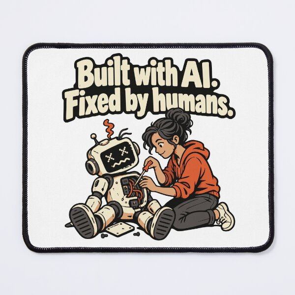 Item preview, Built with AI, Fixed by Humans Comic Design designed and sold by ThreadQuirk.