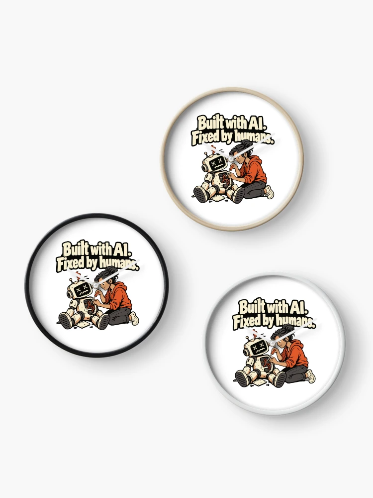 Thumbnail 3 of 4, Clock, Built with AI, Fixed by Humans Comic Design designed and sold by ThreadQuirk.