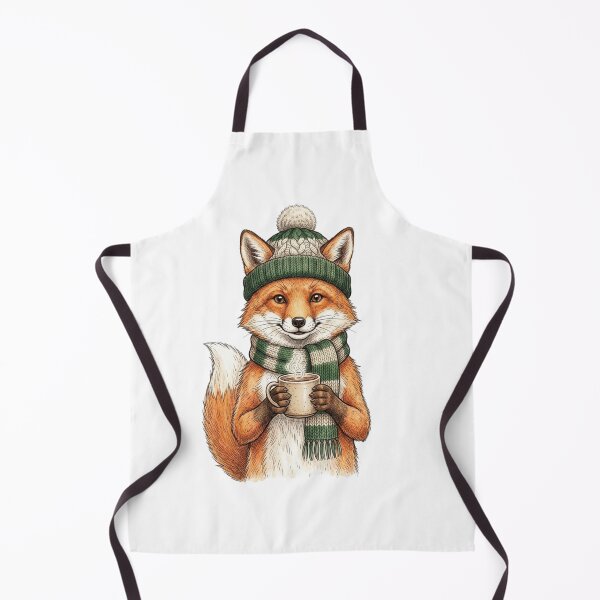 Item preview, Cozy Fox Drinking Coffee in a Green Winter Hat and Scarf – Cute Woodland Animal  designed and sold by SOUFIANE1991.