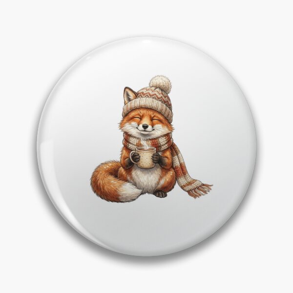 Item preview,  Cozy Fox Drinking Coffee in a Winter Hat and Scarf – Cute Woodland Animal  designed and sold by SOUFIANE1991.