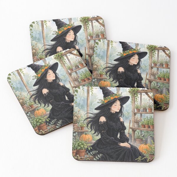Item preview, The Witch and Her Raven in Their Magical Greenhouse. designed and sold by DibujandoPorfa.