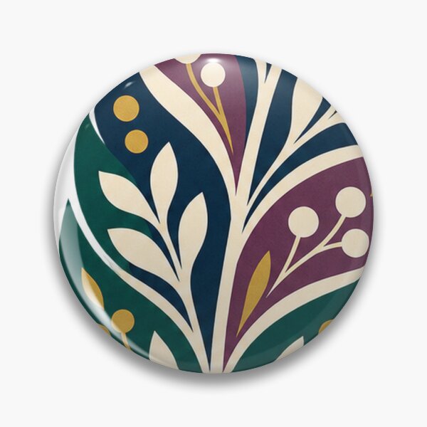 Item preview, Folk Art Ornamental Feather in Navy and Plum designed and sold by H. Doucette Studio.