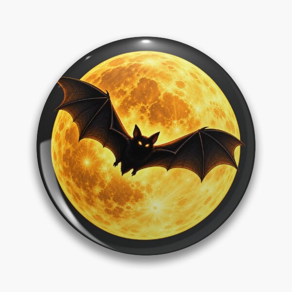 Item preview, Halloween Golden Full Moon and Flying Black Bat designed and sold by IrynaLineArt.